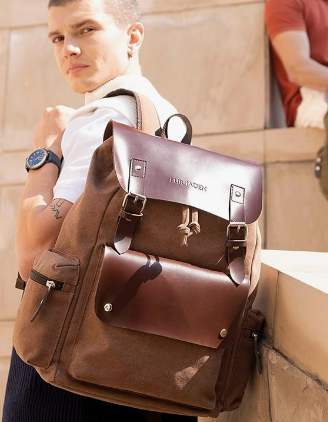 Leather Canvas Bag Pack