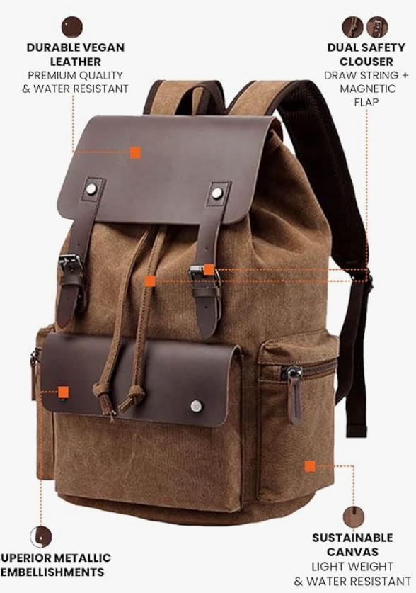 Leather Canvas Bag Pack